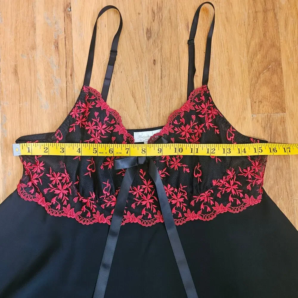 Cinema Etoile Lingerie Size L Black Red Lace Vamp Whimsygoth Mesh Festival Dress